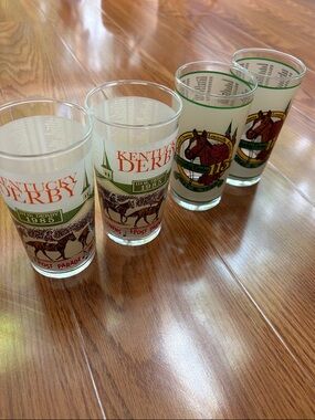 Kentucky Derby Commemorative Mint Julep Glasses - Set of 4 1985 & 1987